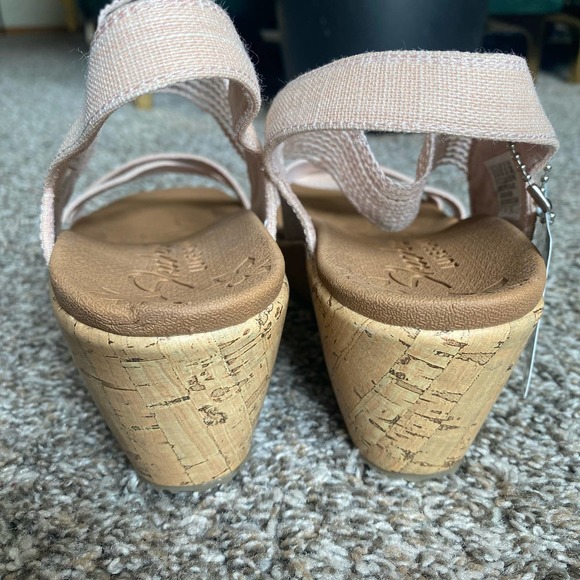 Skechers luxe foam pink cork wedge sling back sandals - Picture 5 of 8